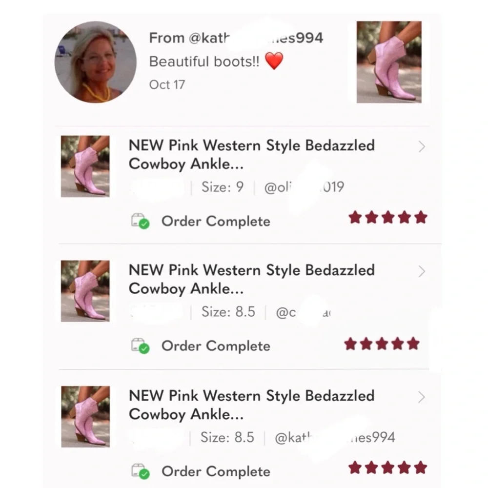 NEW Pink Western Style Bedazzled Cowboy Ankle
Boots - Picture 4 of 5